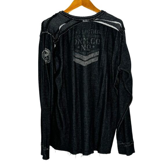 Affliction raw hem reversible shirt Mens 2XL Gray - Picture 2 of 14